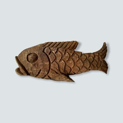 Mozambico scultura Pesce scolpita a mano - M