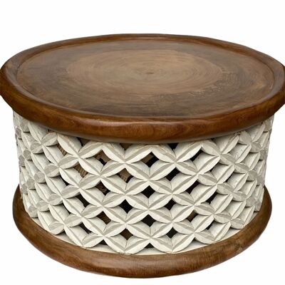 Mesa Bamileke - 78cm - Natural / blanco