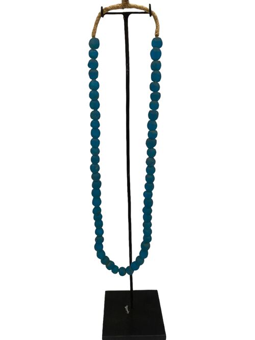 Ghana Glass Beads Necklace- blue (83.4)