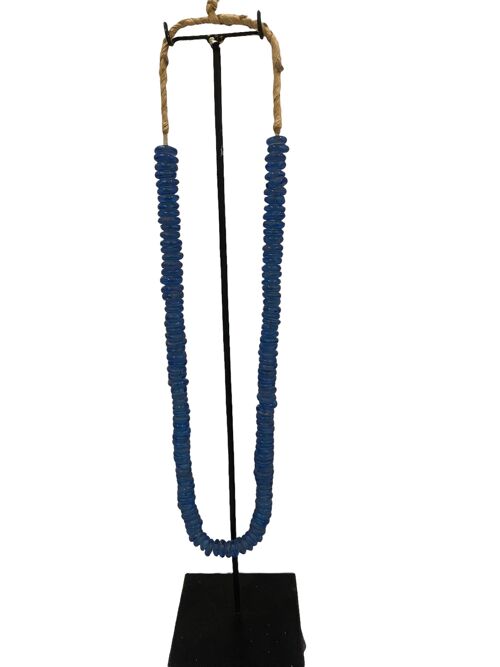 Ghana Glass Beads Necklace- blue (84.2)