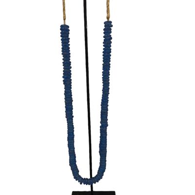 Collier de perles de verre du Ghana - bleu (84.2)