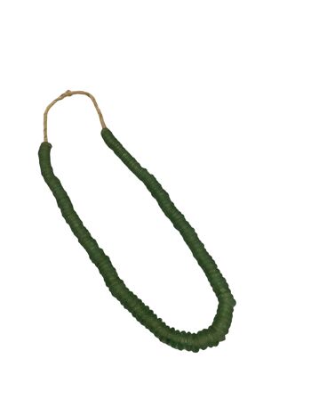 Collier de perles de verre du Ghana - Vert (84.3) 2