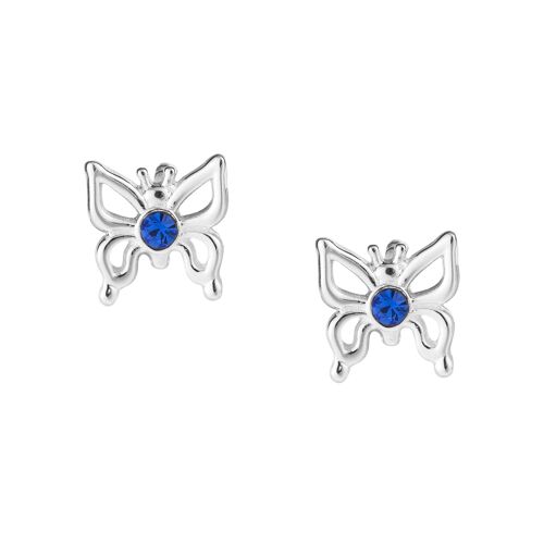 Pretty Sapphire CZ Crystal Butterfly Studs