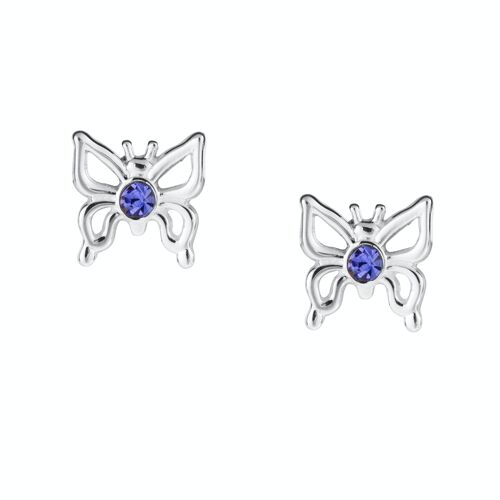 Pretty Tanzanite CZ Crystal Butterfly Studs