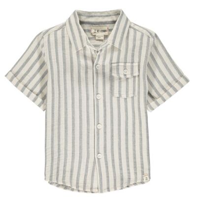 Chemise manches courtes NEWPORT enfant Rayure grise/blanche