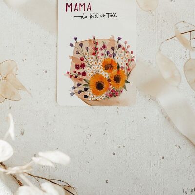 Postkarte Blumenstrauß Mama