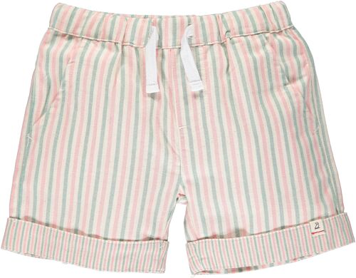 MARINA turn-up shorts Pink/green/cream stripe