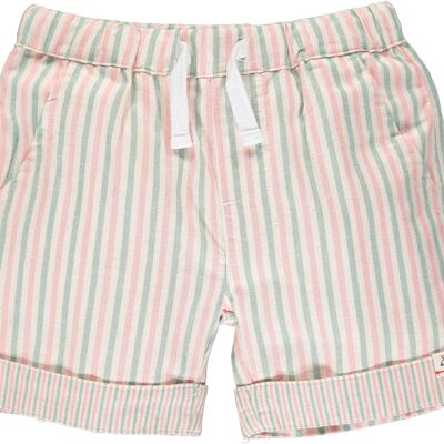 Pantaloncini MARINA con risvolto Righe rosa/verdi/crema teen