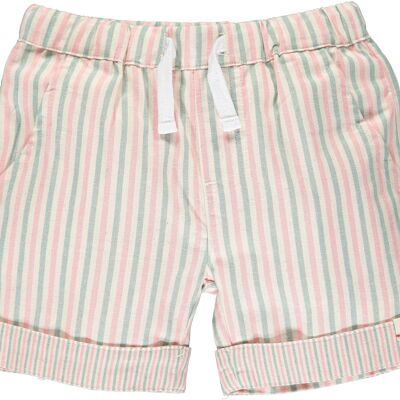 Pantaloncini MARINA con risvolto Righe rosa/verdi/crema teen