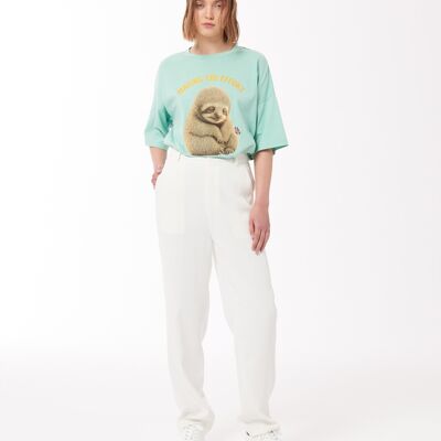 Camiseta unisex con estampado de perezosos en verde menta claro
