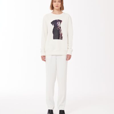 Unisex-Sweatshirt mit Labrador-Welpen-Print in Weiß