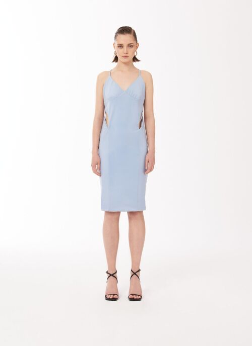 Cut-out Midi Slip Dress in Pale Blue