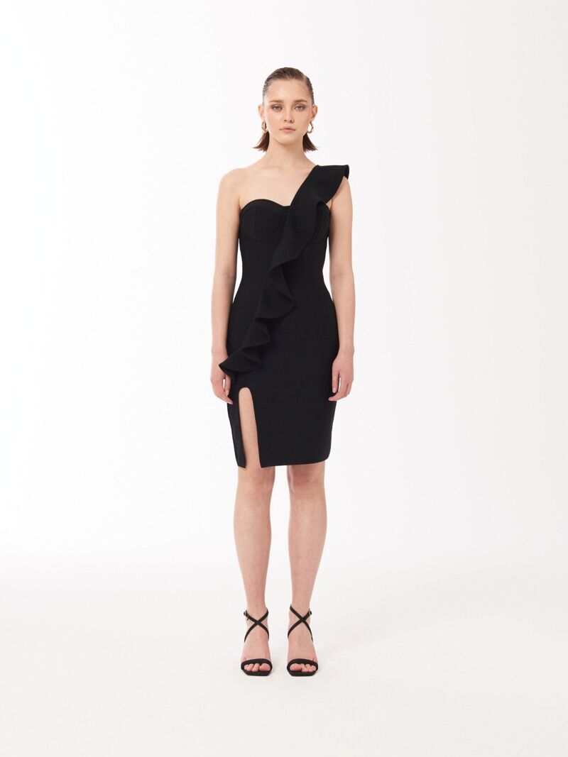 black bandage frill hem bodycon dress Buy wholesale One Shoulder Ruffle Slit Mini in Maxi dress