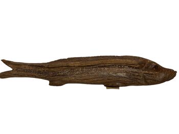 Poisson sculpté à la main en bois flotté - M (1209) 1