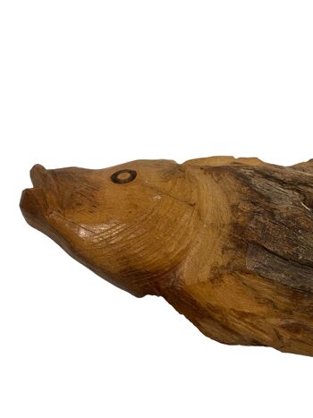 Poisson sculpté à la main en bois flotté - S (1102) 3