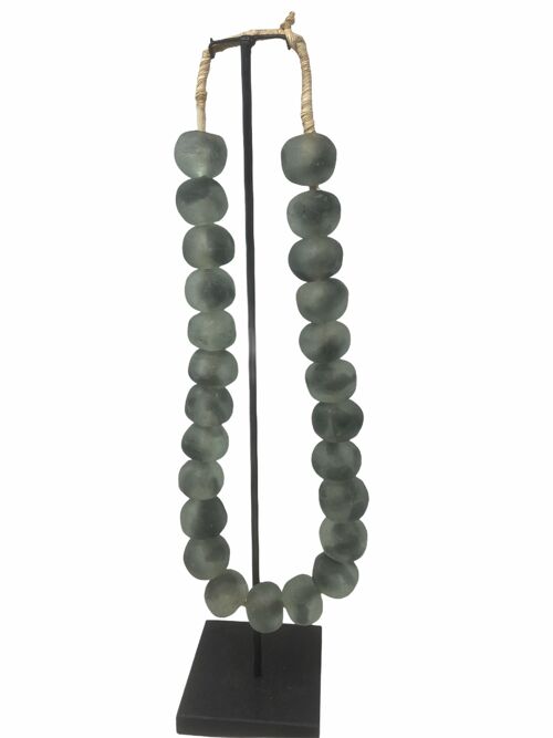 Ghana Glass beads - Grey/Clear Large