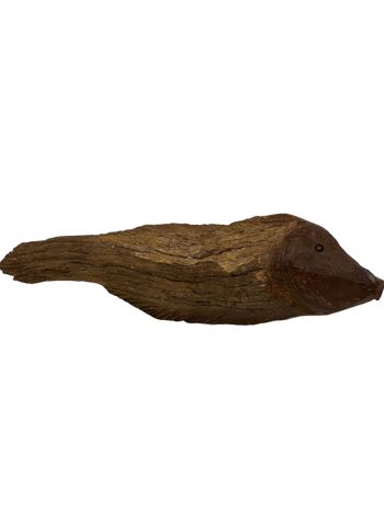 Poisson sculpté à la main en bois flotté - M (1205) 1