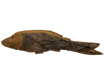 Poisson sculpté à la main en bois flotté - M (1207) 1