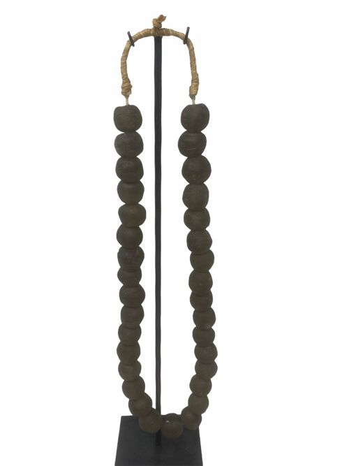 Ghana glass bead necklace - M Grey