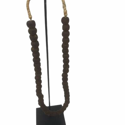 Collier perles de verre du Ghana - S marron