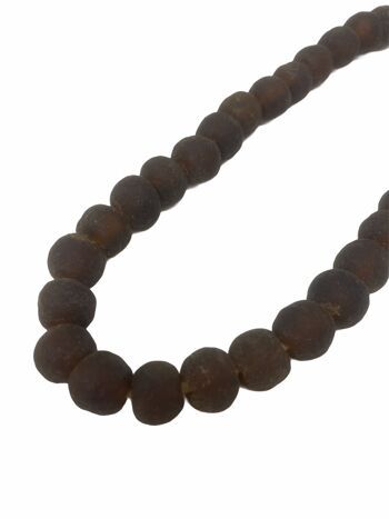 Collier perles de verre du Ghana - S marron 2