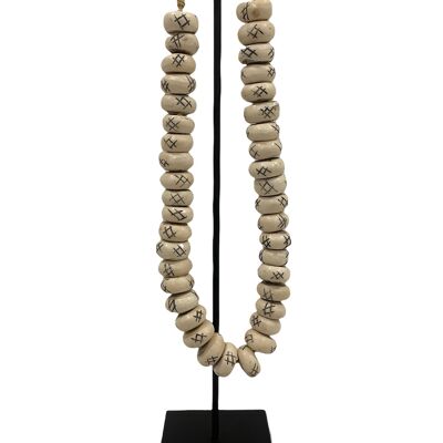 Kenya Beads Necklace - white beads necklace (47.5)