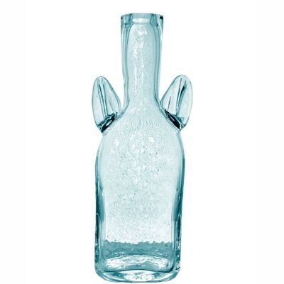 Botella de cristal orejas azul