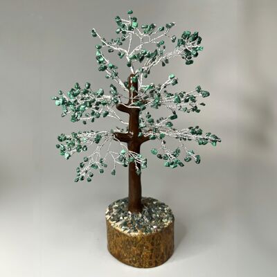 Arbre à pierres précieuses, 500 perles, malachite