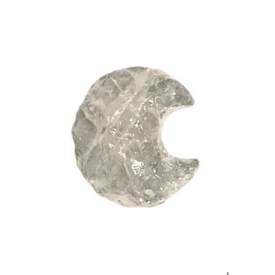 Cristallo di luna crescente sfaccettato, 3x2 cm, quarzo trasparente