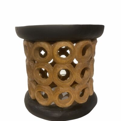 Tabouret \ Table Bamileke - 40cm - Naturel & Noir