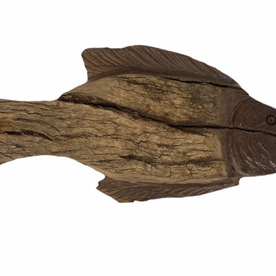 Poisson sculpté à la main en bois flotté - Grand