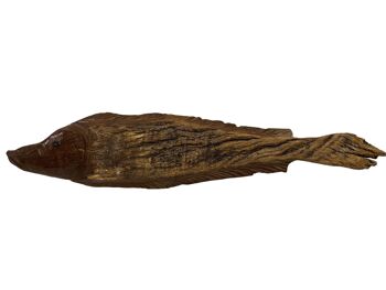Poisson sculpté à la main en bois flotté - M (1202) 1