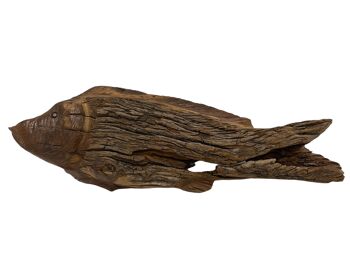 Poisson sculpté à la main en bois flotté - M (1204) 1