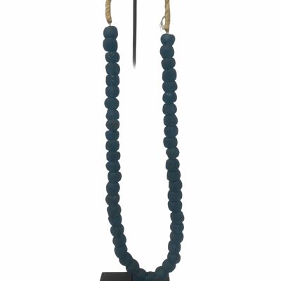 Collier de perles de verre du Ghana - Bleu S