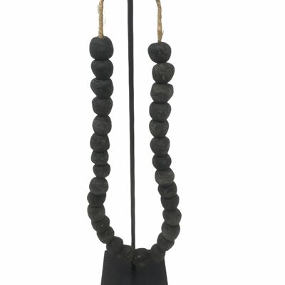 Collar de cuentas de vidrio de Ghana - M Negro