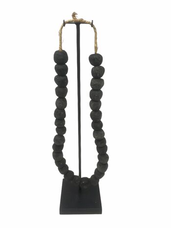 Collier de perles de verre du Ghana - M Noir 1