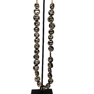 Kenya Beads Halskette - Scheibenperlen schwarz/weiß (47,4)