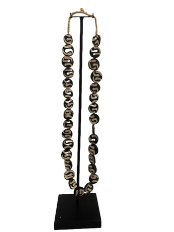 Collier Kenya Beads - Disque perlé noir/blanc (47.4) 1