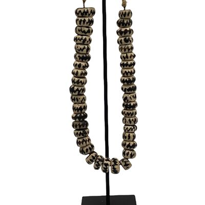 Kenya Beads Halskette - Scheibenförmig braun/weiß (47.1)
