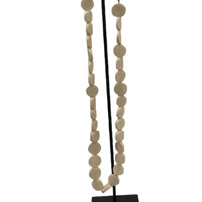 Kenia-Perlen-Halskette – scheibenförmig, Weiß (47,2)