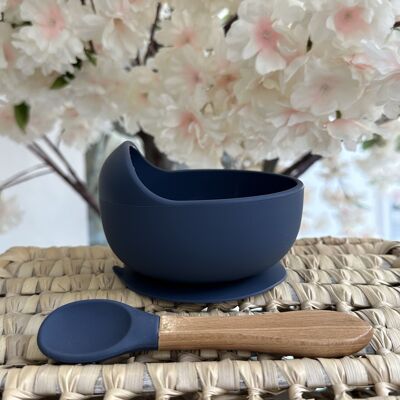 NAVY BLUE BOWL AND SPOON