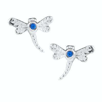 Zafiro CZ Crystal Dragonfly Studs