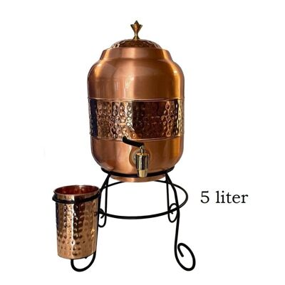 Pure Copper Water Tank (5 L) Hammered + 1 Cup (Sequence)