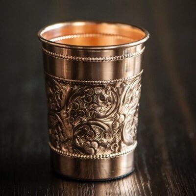 Pure Copper Cup Heavy Duty - 90 gr/300 ml with Relief (Embossed)