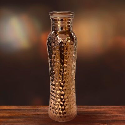Pure Copper Water Bottle Curve Hammered ± 1 liter