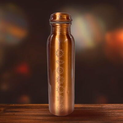 Pure Copper Water Bottle 7 Chakras Matt Finish ± 1 liter