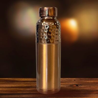 Pure Copper Water Bottle Hammered Edge Top ± 1 liter