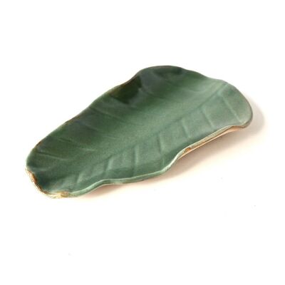 Portasapone in Ceramica – Foglia Strelitzia Medio (Verde)