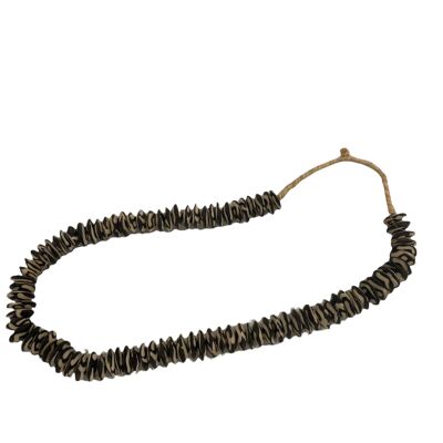 Collana Kenya Beads - Perline piatte marrone/bianco (46.1)