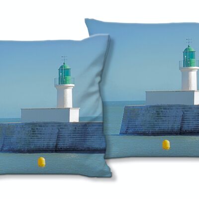 Decorative photo cushion set (2 pieces), motif: The lighthouse 2 - size: 40 x 40 cm - premium cushion cover, decorative cushion, decorative cushion, photo cushion, cushion cover
